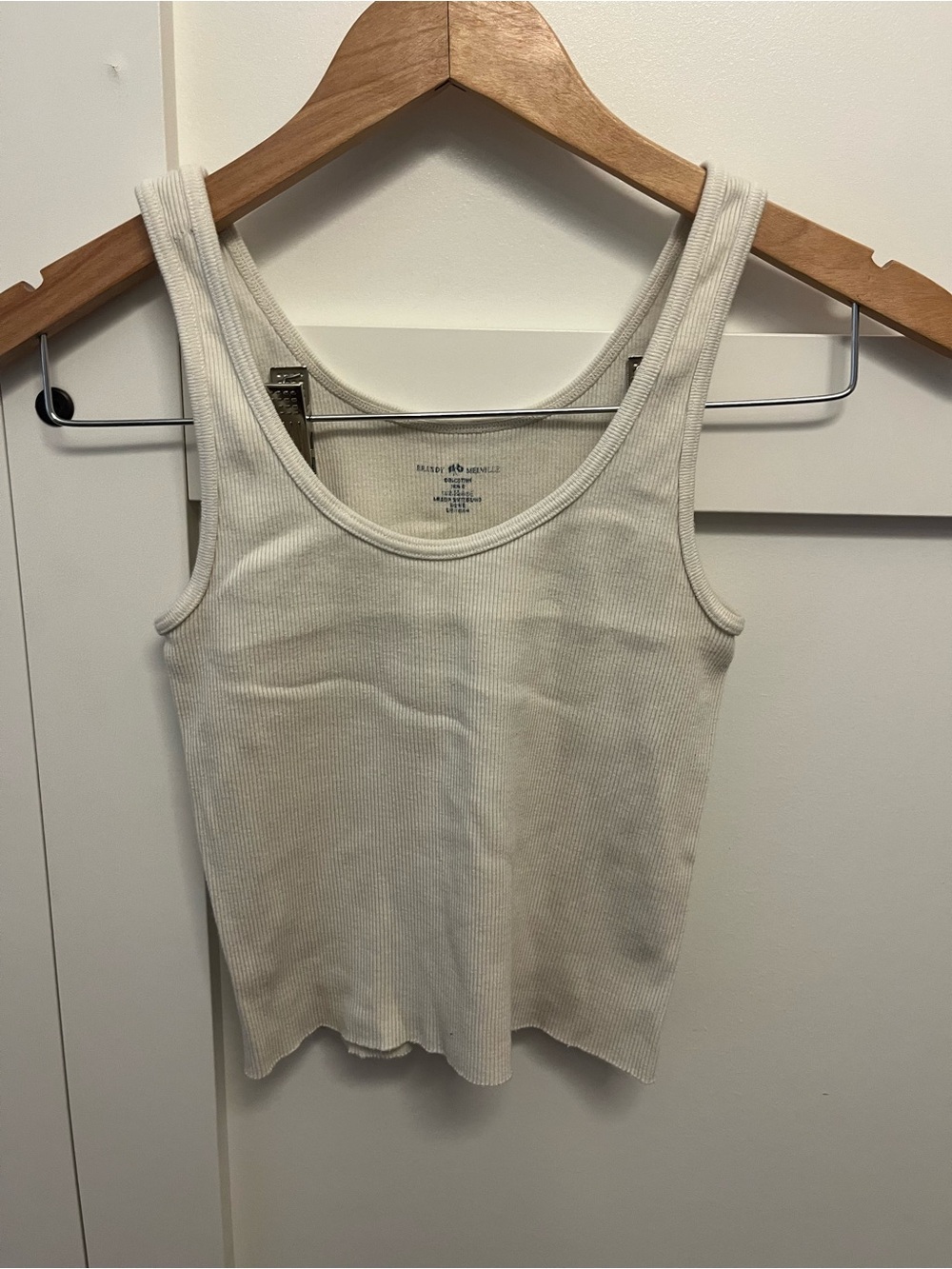 Brandy Melville Ivory Ribbed Scoop Neck Tank
